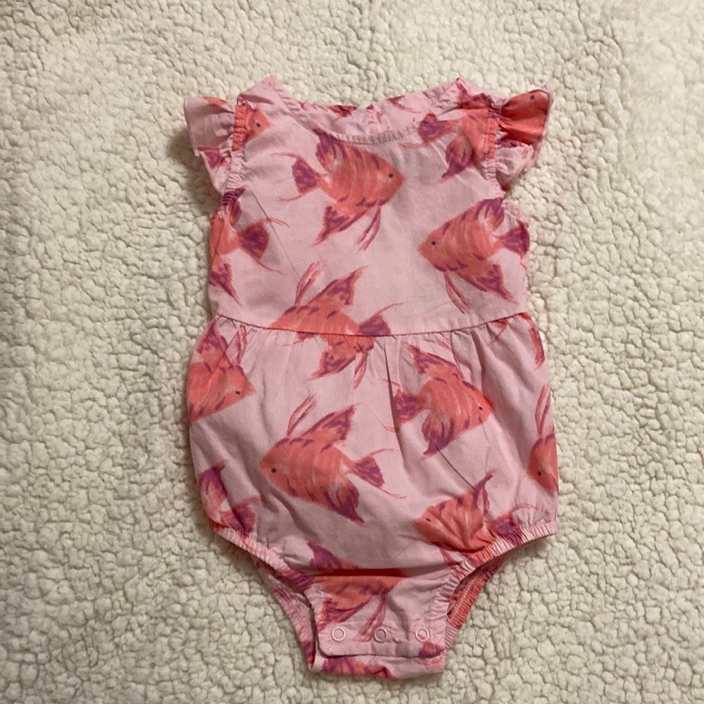 One piece. Size 18M. Fish print.